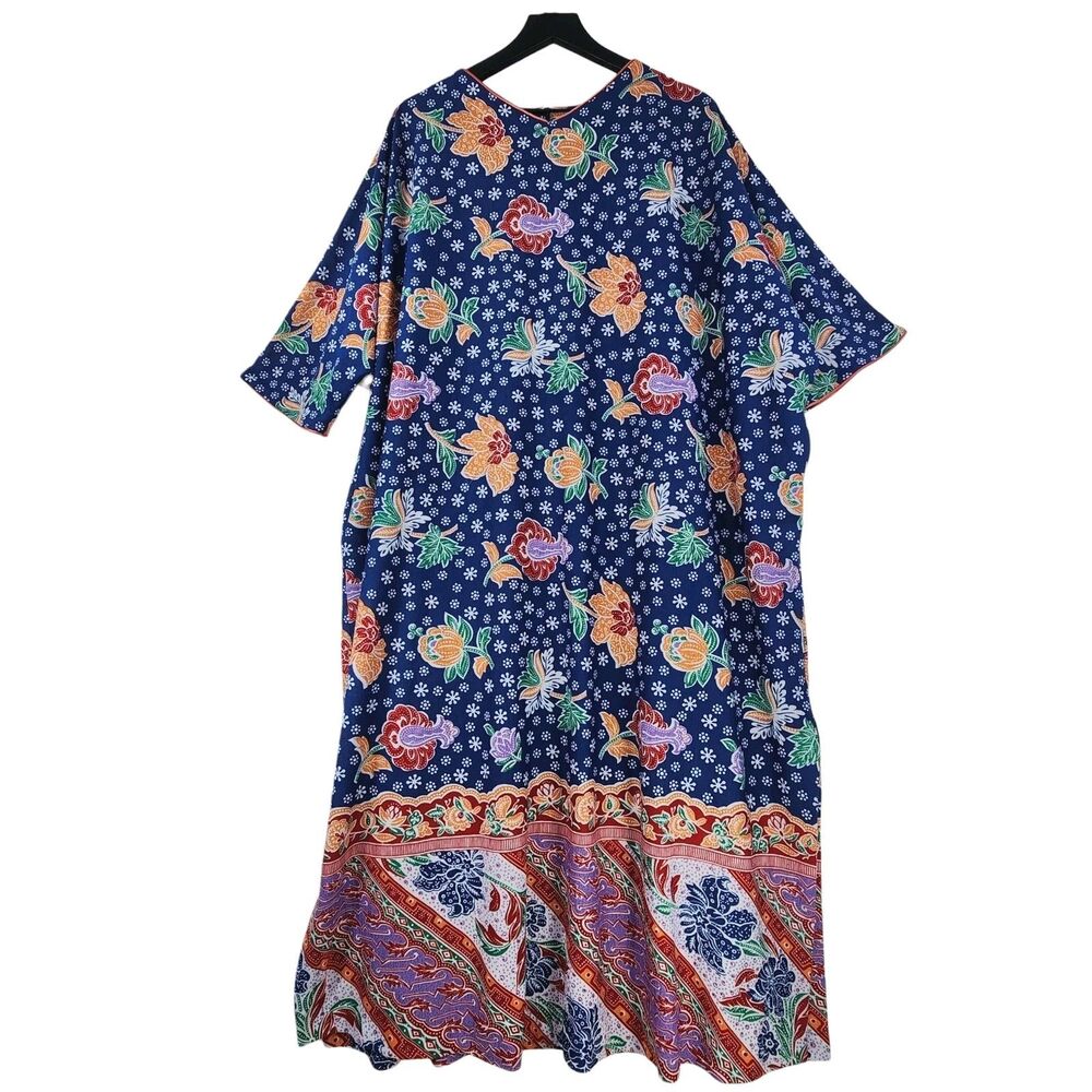 VTG David Brown CA Lord Taylor Kaftan‎ Muumuu Maxi Dress One Size Colorful Mod